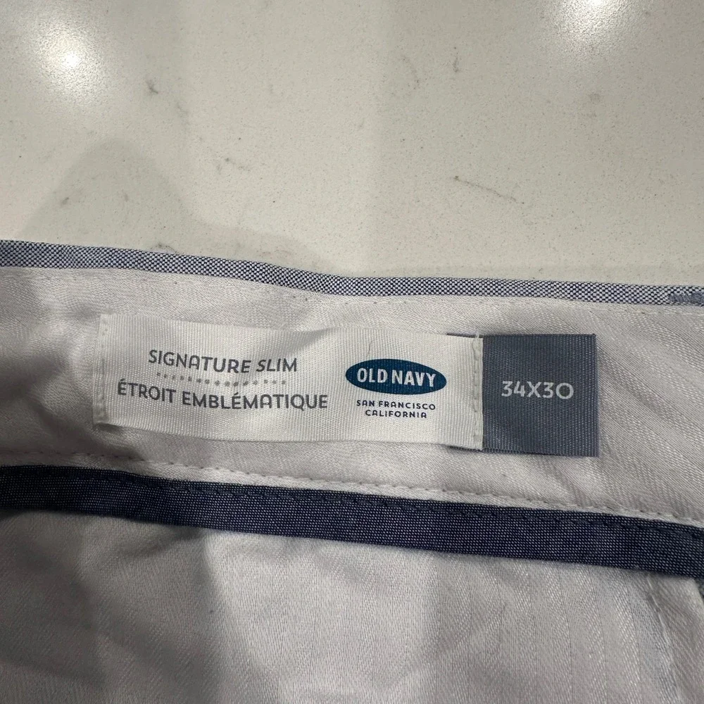 Old Navy Signature Slim Fit Chinos Mens 34x30 Light Blue Stretch Cotton Pants